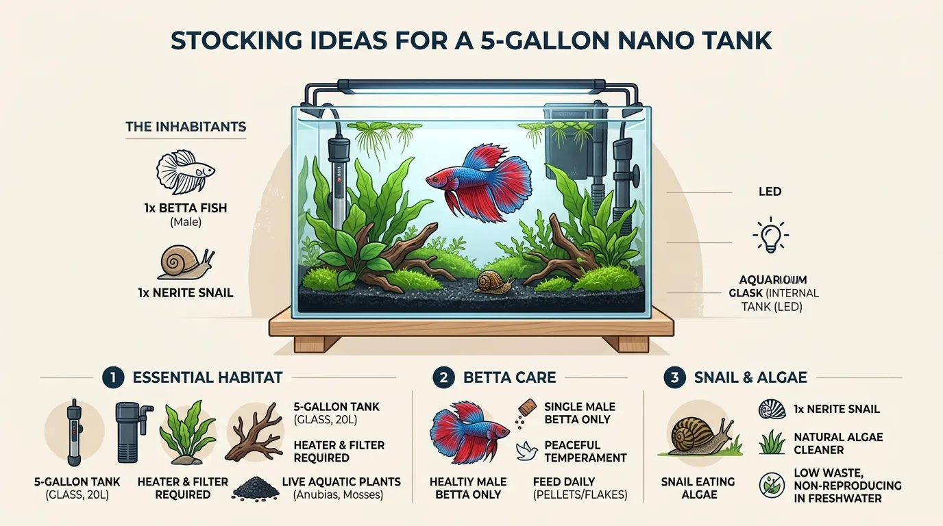 5 Gallon Fish Tank Stocking Guide: Betta, Shrimp & Nano Fish